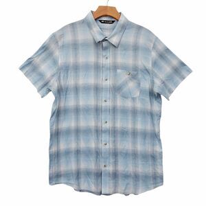 Travis Mathew Shirt Mens Large Blue Short Sleeve Plaid Soft Cotton Casual Golf